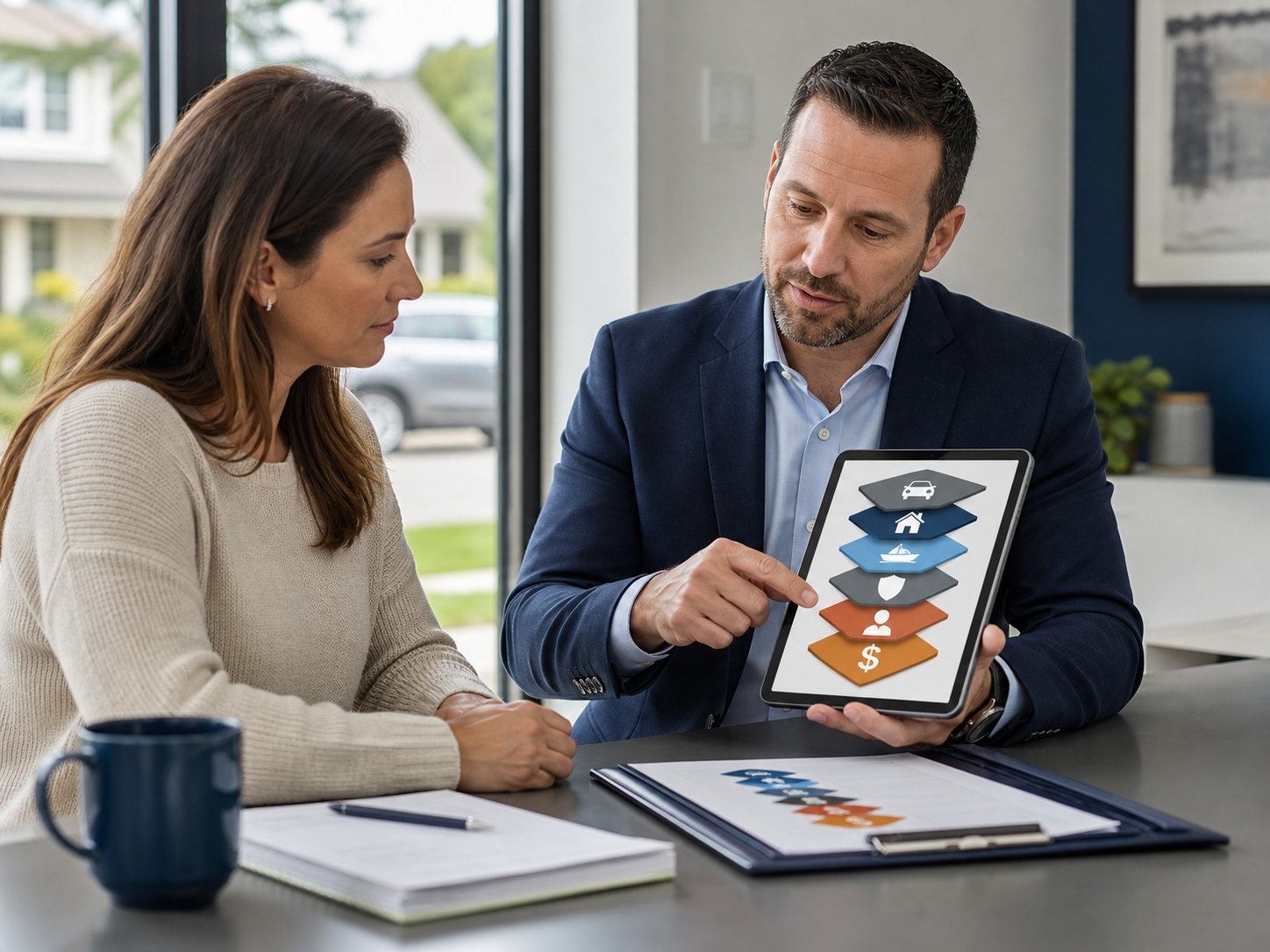 ALPHA Surance advisor comparing umbrella insurance